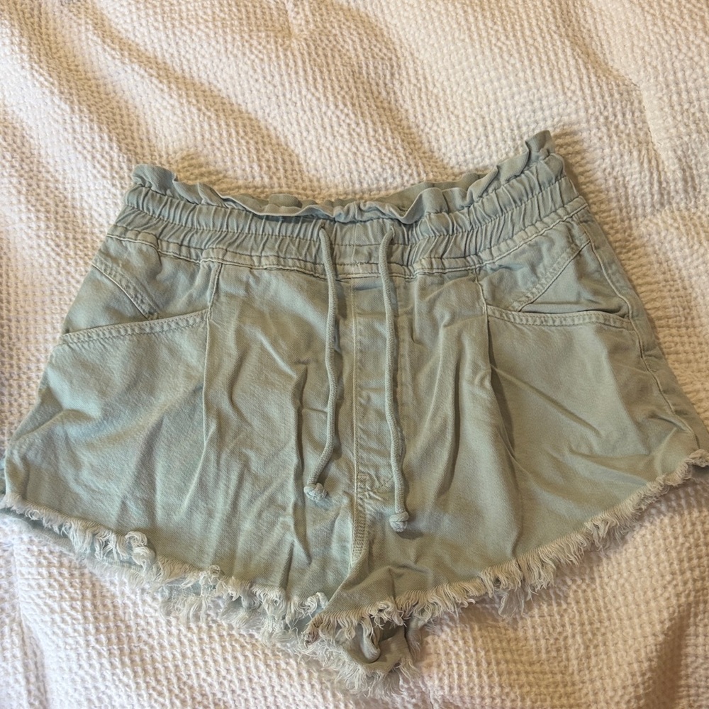 Denim Drawstring Paperbag Waist Women's Shorts
